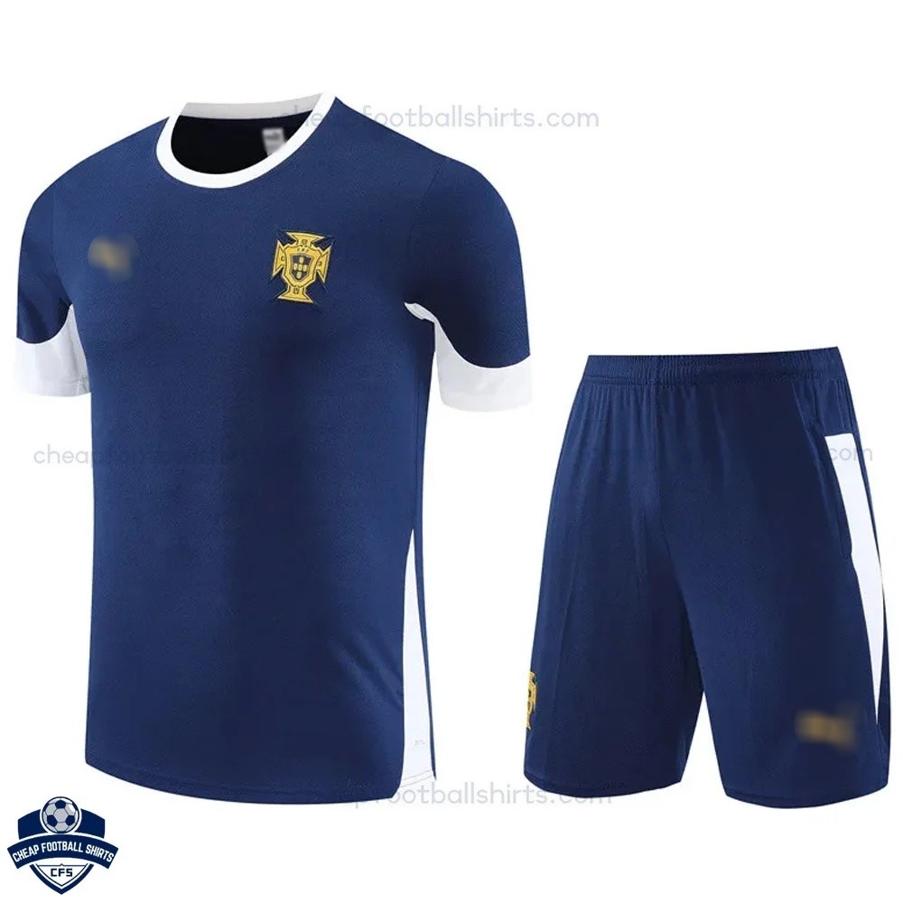 Portugal Navy Blue Training Kids Cheap Football Kit 2025/26 - Front View