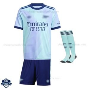 Arsenal Third Kids Football Kit 2425 - Front View With Socks