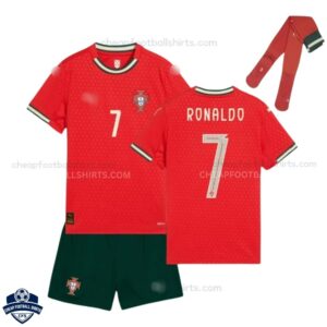 Portugal RONALDO 7 Home Kids Cheap Football Kit 2025/26 - Over View