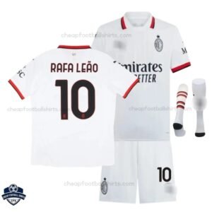 AC Milan Away Kids Football Kit 24/25 RAFA LEÃO 10 - Front View (With Socks)