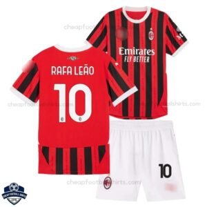 AC Milan Home Kids Football Kit 24/25 RAFA LEÃO 10 - Front View