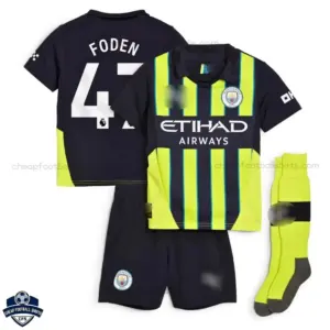 Manchester City Away Kids Football Kit 24/25 FODEN 47 - Front View