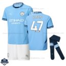 Manchester City Home Kids Football Kit 24/25 FODEN 47 - Front View