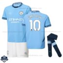 Manchester City Home Kids Football Kit 24/25 GREALISH 10 - Front View