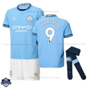 Manchester City Home Kids Football Kit 24/25 HAALAND 9 - overview
