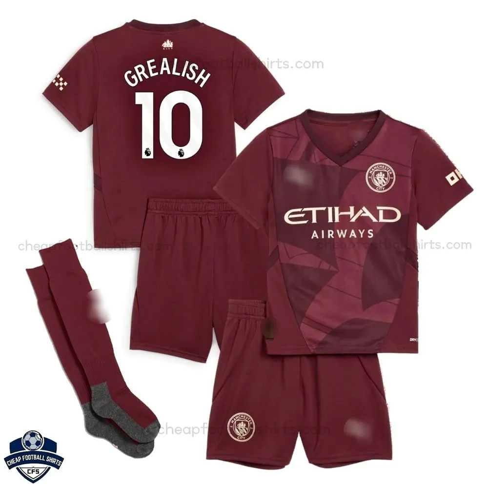 Manchester City Third Kids Football Kit 24/25 GREALISH 10 - Overview