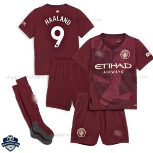 Manchester City Third Kids Football Kit 24/25 HAALAND 9 - Front View