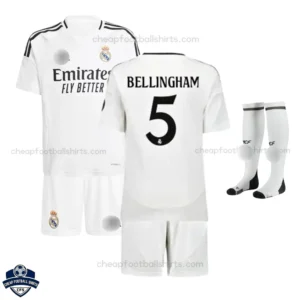 Real Madrid Home Kids Football Kit 24/25 BELLINGHAM 5 - Front View