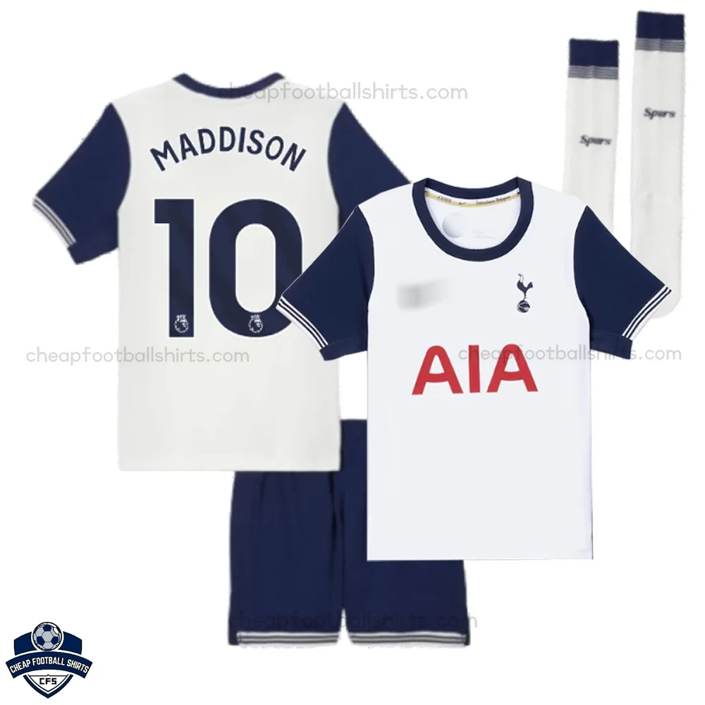 Tottenham Home Kids Football Kit 24/25 MADDISON 10 - Front View