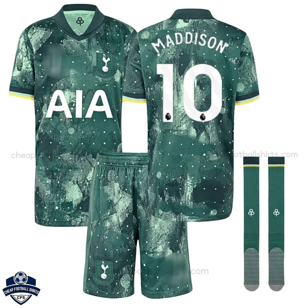 Tottenham Third Kids Football Kit 24/25 MADDISON 10 - Front View