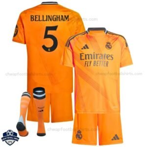 Real Madrid Away Kids Football Kit 24/25 BELLINGHAM 5 - OverView With Socks