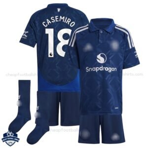 Manchester United Third Kids Football Kit 24/25 CASEMIRO 18 - Front View