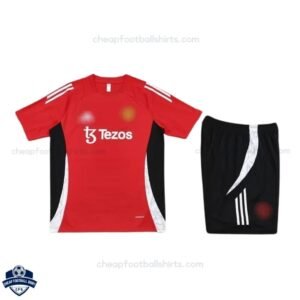 Manchester United Red Training Kid Cheap Football Kit 24/25 - Front View