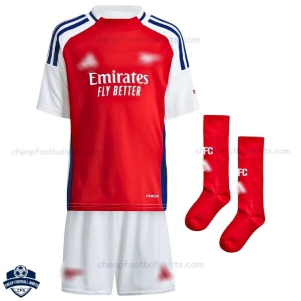 Arsenal Home Kids Football Kit 24/25 - Front View With Socks