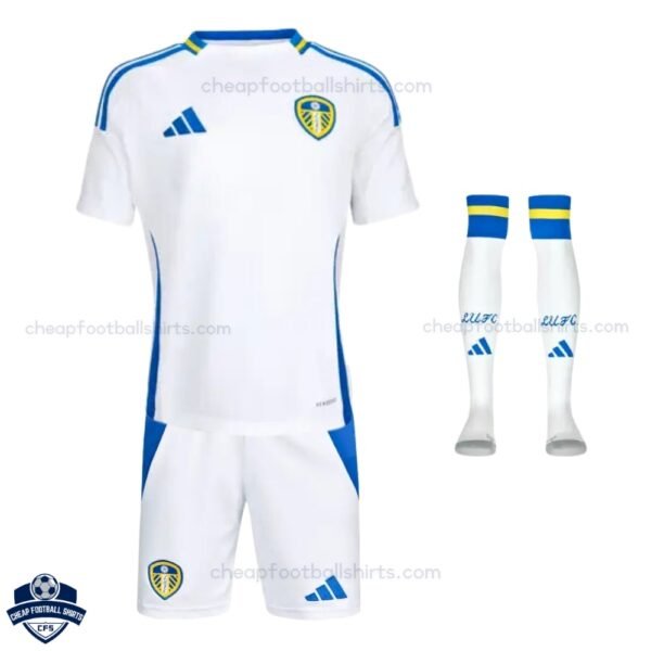 Leeds United Home Kids Football Kit 24/25 - Front View