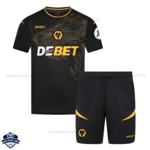 Wolves Away Kids Football Kit 24/25 - Front View