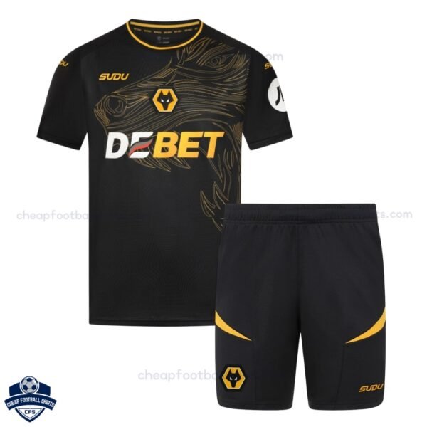 Wolves Away Kids Football Kit 24/25 - Front View