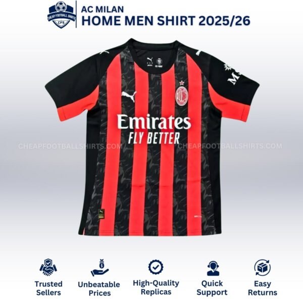 AC Milan Home Men Football Shirt 25/26 - Front View