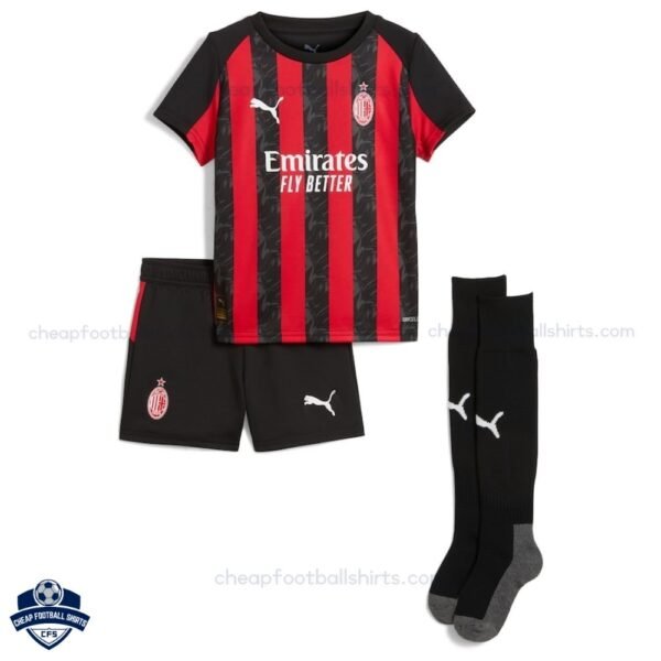 AC Milan Home Kids Cheap Football Kit 2025/26 - Front View