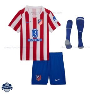 Atletico Madrid Home Kids Cheap Football Kit 2025/26 - Front View