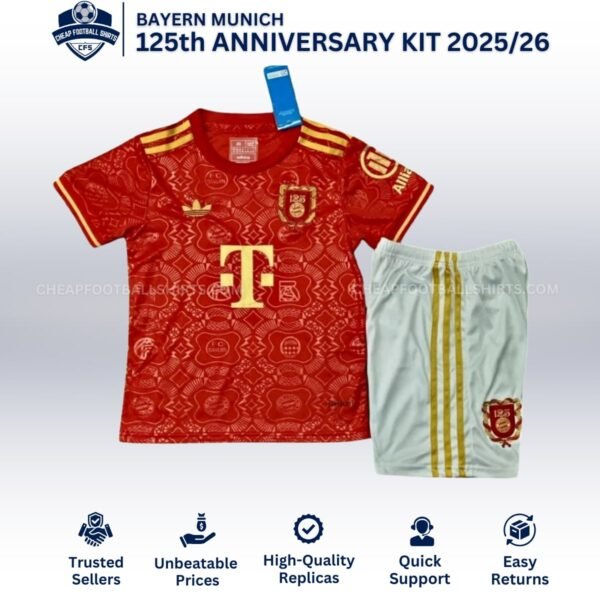 Bayern Munich 125th Anniversary Kids Football Kit 25/26 - Front View