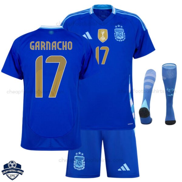 Argentina GARNACHO 17 Away Kids Football Kit 24/25 - Over View