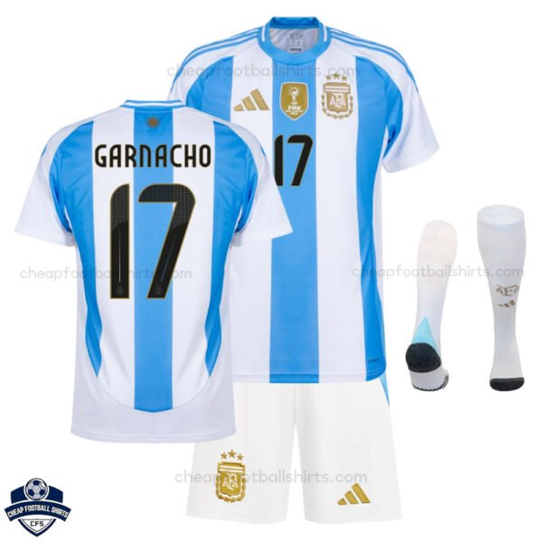 Argentina GARNACHO 17 Home Kids Football Kit 24/25 - Over View