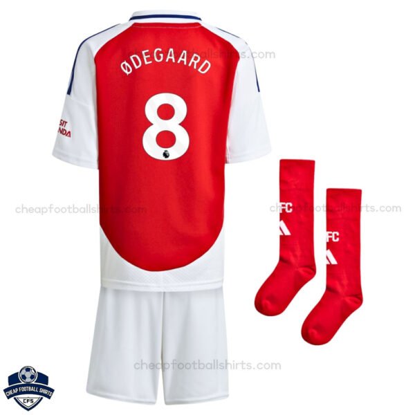 Arsenal Home Kids Football Kit 24/25 ØDEGAARD 8 - Back View