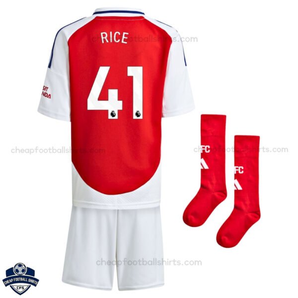 Arsenal RICE 41 Home Kids Football Kit 24/25 - Back View