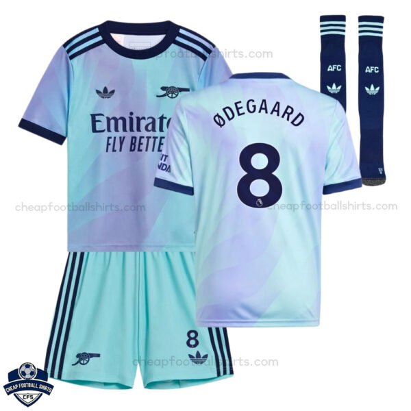 Arsenal Third Kids Football Kit 24/25 ØDEGAARD 8 - Front View