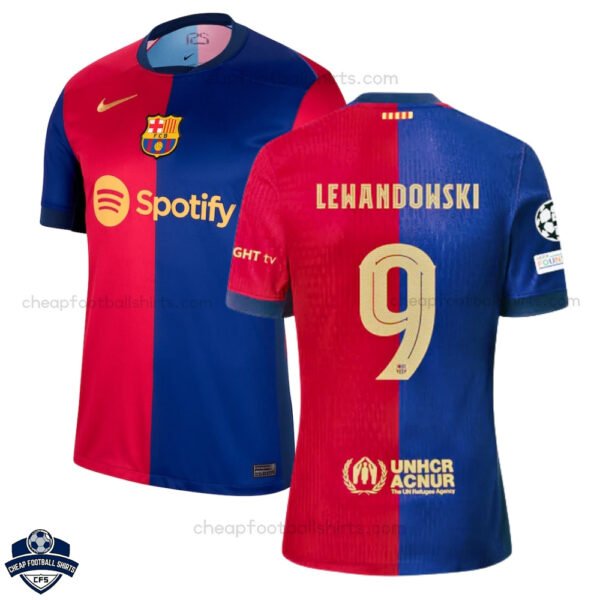 Barcelona Home Men Football Shirt 24/25 LEWANDOWSKI 9 - Front View
