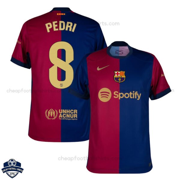 Barcelona Home Men Football Shirt 24/25 PEDRI 8 - Front View