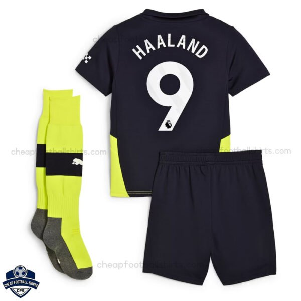 Manchester City Away Kids Football Kit 24/25 HAALAND 9 - Back View