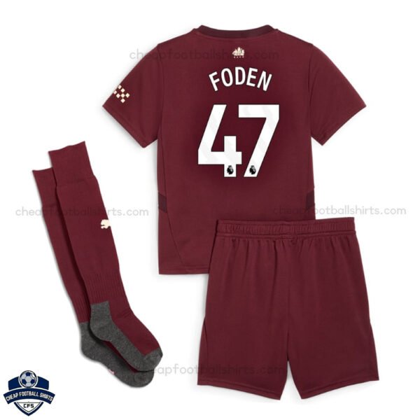 Manchester City Third Kids Football Kit 24/25 FODEN 47 - Back View