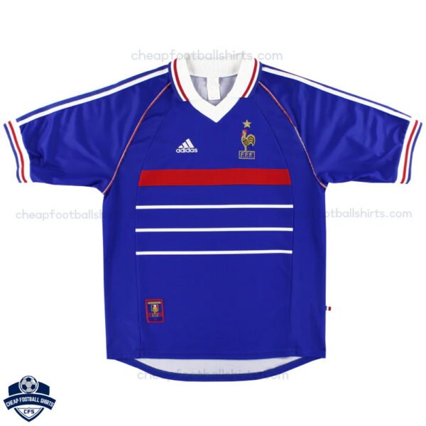 Retro France Home Men Football Shirt 1998 - Front View