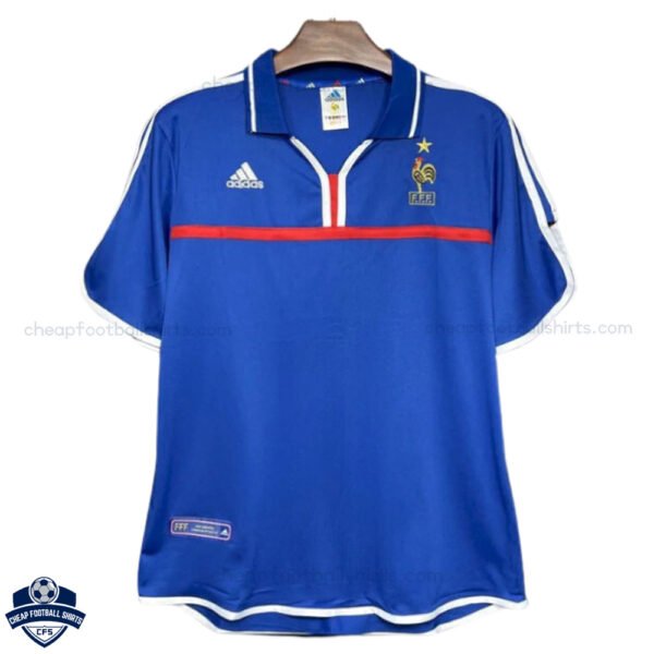 Retro France Home Men Football Shirt 2000 - Front View