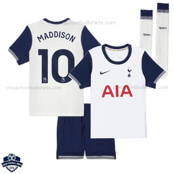 Tottenham Home Kids Football Kit 24/25 MADDISON 10 - Front View