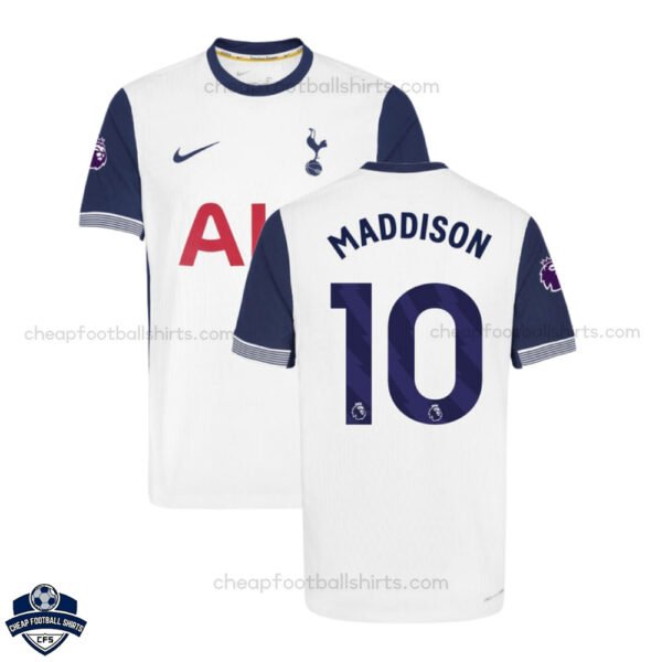Tottenham Home Men Football Shirt 24/25 MADDISON 10 - Front View