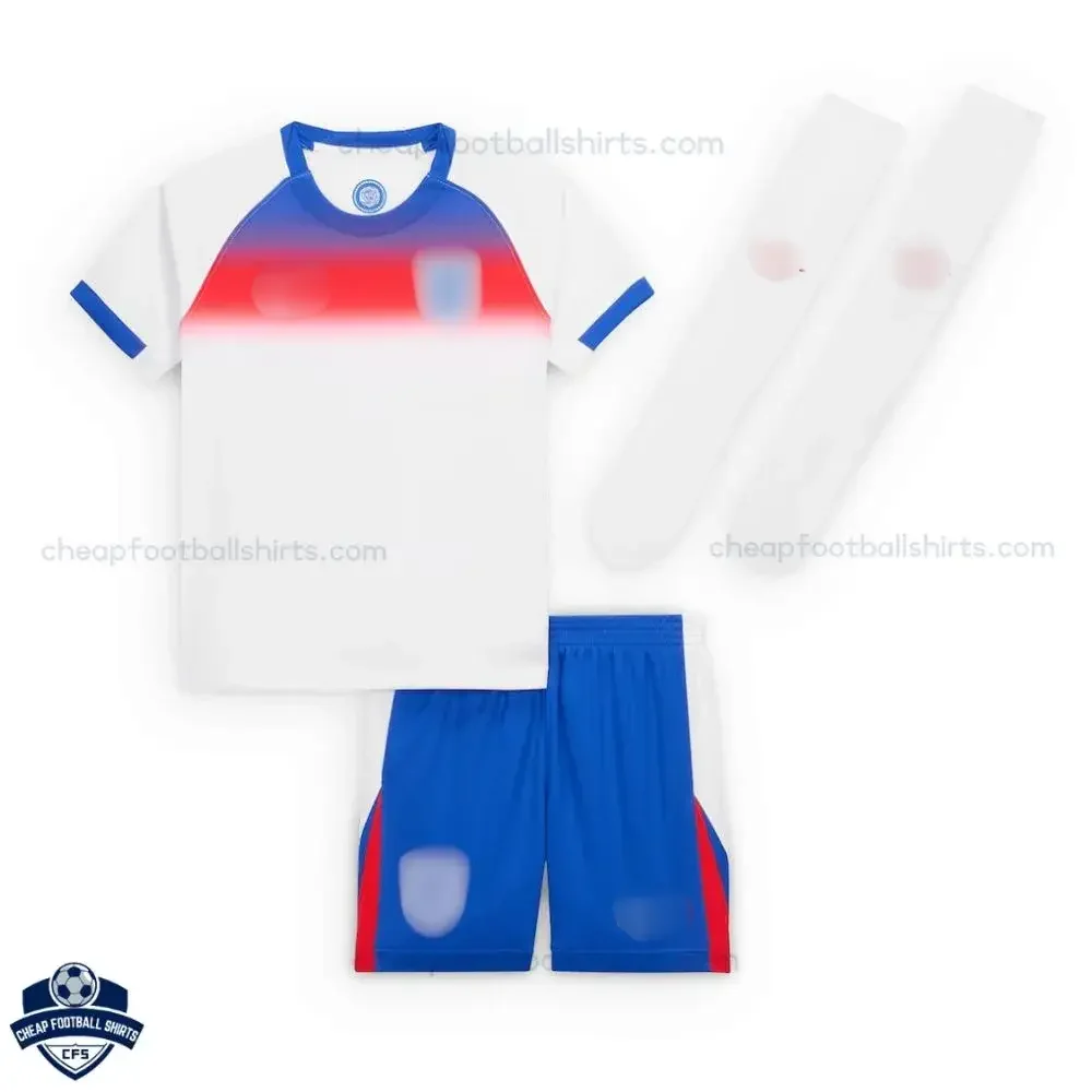 England Home Kids Football Kit 25/26 - front view with socks