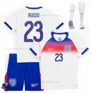 England Home Kids Football Kit 25/26 RUSSO 23 - Overview with socks
