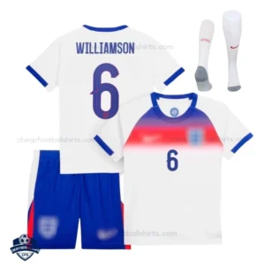 England Home Kids Football Kit 25/26 WILLIAMSON 6 - Overview with socks