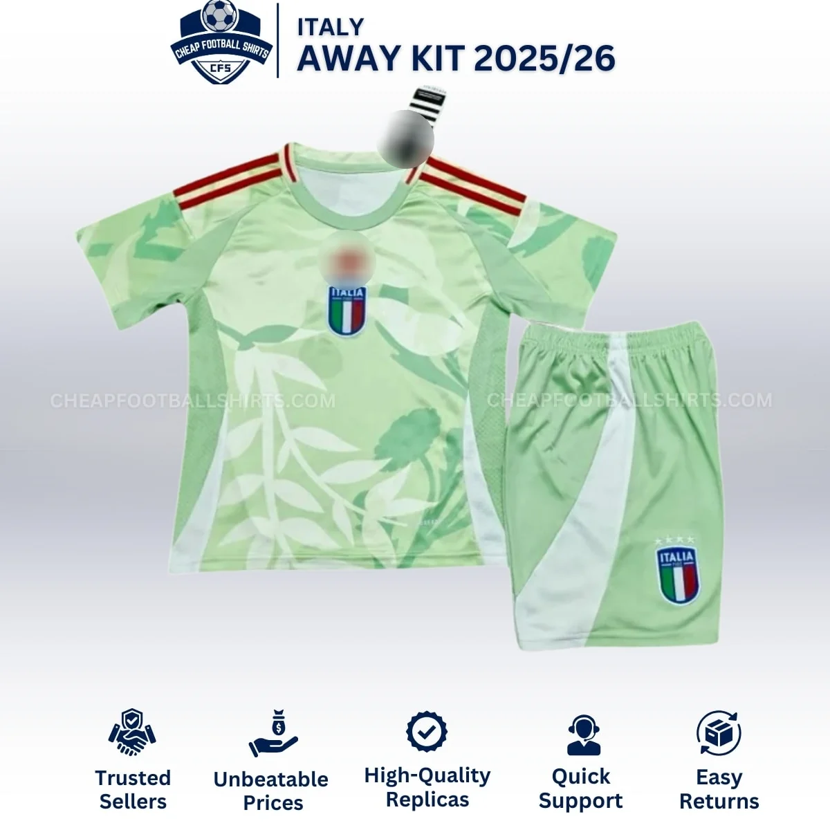 Italy Away Kids Football Kit 25/26 - Front View