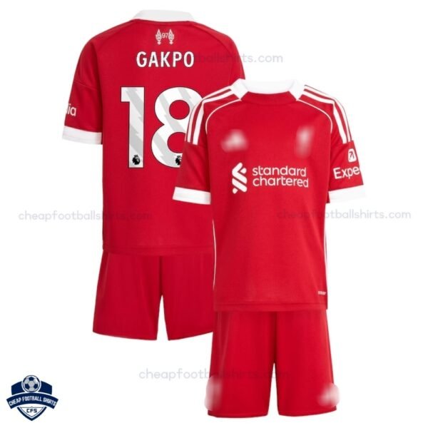 Liverpool Home Kids Football Kit 25/26 GAKPO 18 - Overview