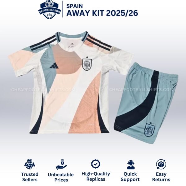Spain Away Kids Football Kit 25/26 - Front View