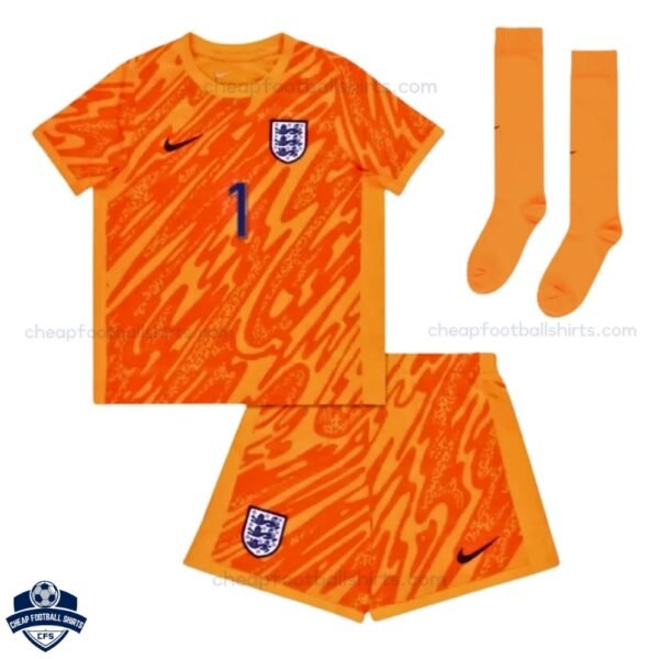 England PICKFORD 1 Goalkeeper Kids Football Kit 24/25 - Back View