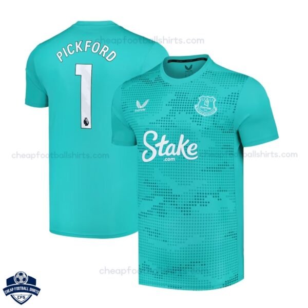 Everton Blue Goalkeeper Men Football Shirt 24/25 PICKFORD 1 - Front View
