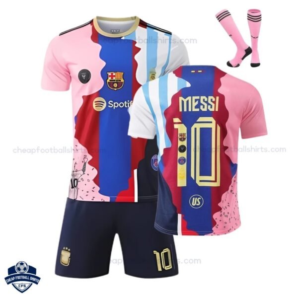 Barcelona Messi Commemorative Kids Cheap Football Kit 2025/26 - Overview