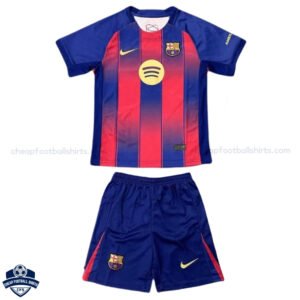 Barcelona Home Kids Cheap Football Kit 2025/26 - Front View
