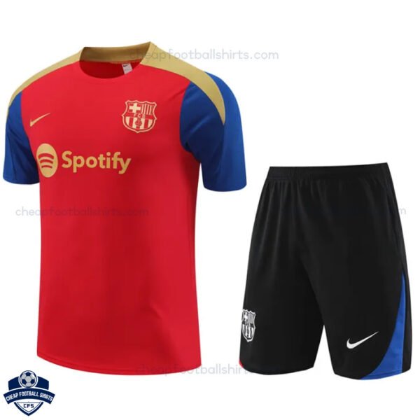 Barcelona Red Blue Training Kids Football Kit 24/25 - Front View