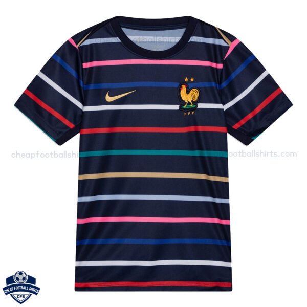 France Navy Pre-Match Men Football Shirt 24/25 - Front View